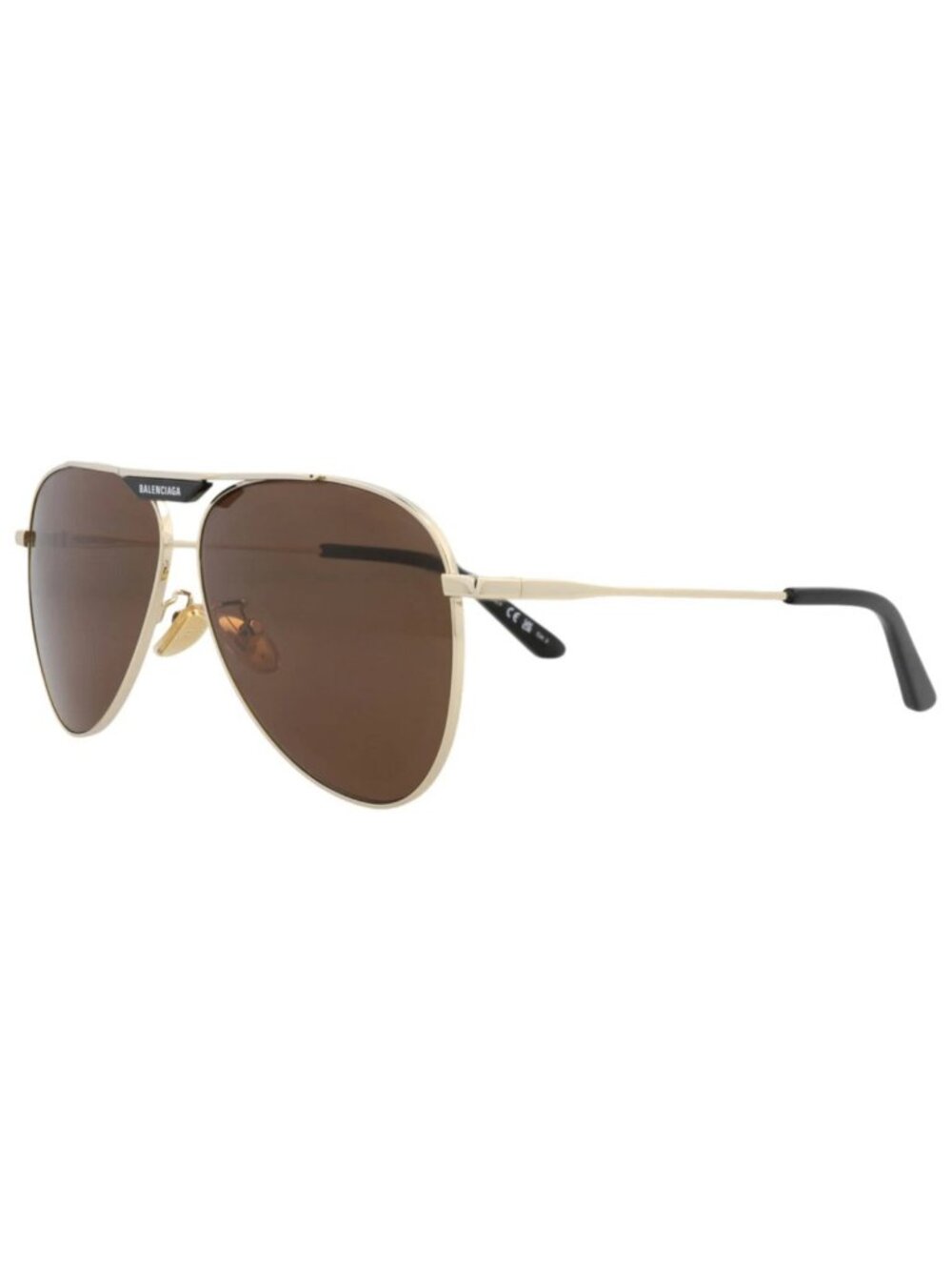 New Balenciaga Women's Sunglasses Aviator Metal Frame Unisex Gold Gold Brown